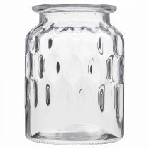 gjenstander Glassvase med mønster, lanterne klart glass H15cm Ø11cm