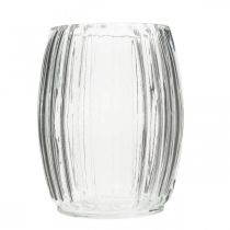 gjenstander Glassvase med riller, klarglasslykt H15cm Ø11,5cm