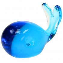 Glass Whale Blue L12cm