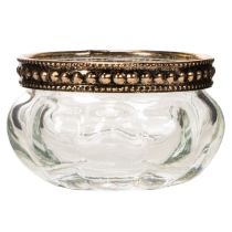 gjenstander Telysholdere i glass med dekorativ metallkant, 6 cm, 4 stk.