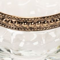 gjenstander Telysholdere i glass med dekorativ metallkant, 6 cm, 4 stk.