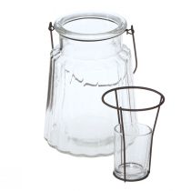 gjenstander Glass lanterne lanterne med håndtak glass klar Ø14cm H18cm
