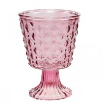 Lysestake, koppeglass, glasslykt Ø11cm H15,5cm