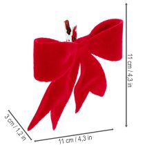 gjenstander Dekorativ rød sløyfe med klips. Allsidig julepynt. 11 cm, 4 stk.