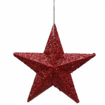 gjenstander Glitterstjernerød blanding 9,5/5cm 18 stk