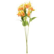 gjenstander Kunstig Gloriosa oransje blomst med lange stilker til vaser 80 cm 3 stk