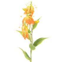 gjenstander Kunstig Gloriosa oransje blomst med lange stilker til vaser 80 cm 3 stk