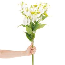 gjenstander Kunstig Gloriosa-blomst, hvit og gul, elegant blomstrende gren til dekorasjon, 80 cm, 3 stk.