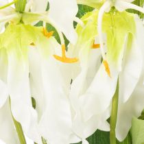 gjenstander Kunstig Gloriosa-blomst, hvit og gul, elegant blomstrende gren til dekorasjon, 80 cm, 3 stk.