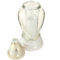 gjenstander Gravlys glass hjertegravering gravlykt klar Ø11cm H26cm