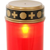gjenstander LED gravlys rød batteridrevet timer Ø6,5cm H12,5cm