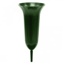 Gravvase 42cm mørk grønn vase gravdekorasjon begravelsesblomster 5stk