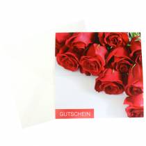 Kupongkort røde roser + konvolutt 1stk