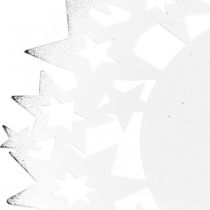 Juletallerken metall dekorativ tallerken med stjerner hvit Ø34cm