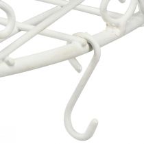 gjenstander Hengende dekormetallbrett med kroker i hvit Ø29,5cm H55cm