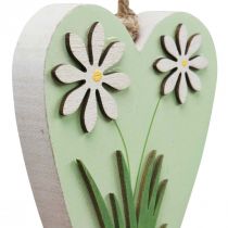 gjenstander Dekorative hjerter til oppheng med blomster tregrønn, hvit 8,5×12cm 4 stk.