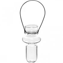 Miniglassvaser hengende vase metallbrakett glassdekor H10,5cm 4stk