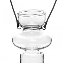 Miniglassvaser hengende vase metallbrakett glassdekor H10,5cm 4stk