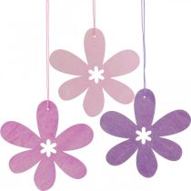 gjenstander Dekorativt blomst treanheng treblomst lilla/rosa/rosa Ø12cm 12stk