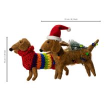 gjenstander Dekorativ dachshund-julepynt til juletreet, 16 cm, 2 stk.