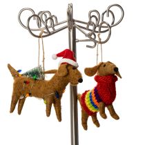 gjenstander Dekorativ dachshund-julepynt til juletreet, 16 cm, 2 stk.