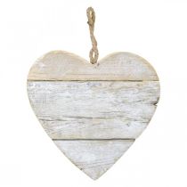 Hjerte laget av tre, dekorativt hjerte til oppheng, hjerte deco hvit 20cm