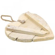 gjenstander Hjerte laget av tre, dekorativt hjerte til oppheng, hjerte deco hvit 20cm