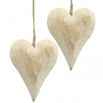 Hjerte av tre, dekorativt hjerte til oppheng, hjertedekor H16cm 2stk