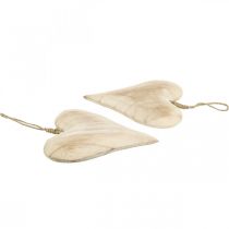 gjenstander Trehjerte, dekorativt hjerte til oppheng, hjertedekor H16cm 2 stk