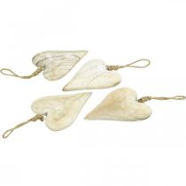 gjenstander Trehjerte, dekorativt hjerte til oppheng, hjertedekor H10cm 4 stk