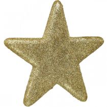 Julepynt stjerneheng gylden glitter 18,5cm 4stk