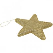 gjenstander Julepynt stjerneheng gylden glitter 18,5cm 4stk
