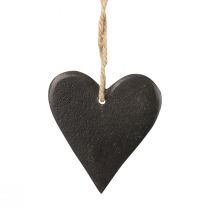 gjenstander Hengende dekorasjon skiferhjerte dekorative hjerter sort 7cm 6stk