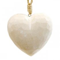 gjenstander Trehjerte dekorativ henger dekorativt hjerte til oppheng hvit 12cm 3stk