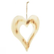 gjenstander Dekorativt hjerte dekorhjerte i tre i hjertebrent natur 25x25cm