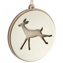 gjenstander Anheng med hjort, dekorasjonsmedaljong, tredekor, advent Ø9,5cm 6stk