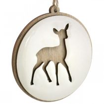 gjenstander Anheng med hjort, dekorasjonsmedaljong, tredekor, advent Ø9,5cm 6stk