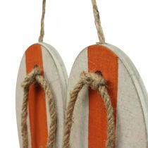 gjenstander Deco flip flops hengende dekorasjon maritim oransje/blå H15cm 3stk