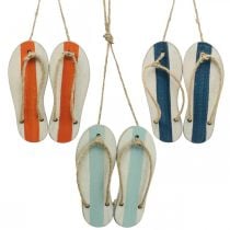 gjenstander Deco flip flops hengende dekorasjon maritim oransje/blå H15cm 3stk