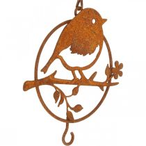 Metallfugl til oppheng, foringsplass, fugl med krokpatina 11,5×13cm