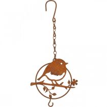 Metallfugl til oppheng, foringsplass, fugl med krokpatina 11,5×13cm