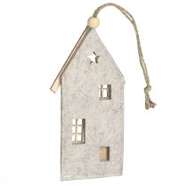 gjenstander Julepynt av filthus, beige, 15 cm, sett med 6