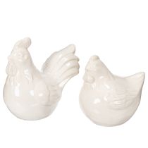 gjenstander Kyllingfigur, blankglasert, for moderne hjeminnredning, 17 cm, 2 stk.