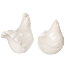 gjenstander Kyllingfigur, blankglasert, for moderne hjeminnredning, 17 cm, 2 stk.