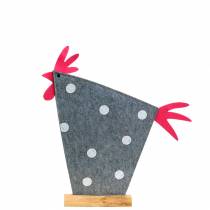 Dekorativ hane laget av filt med prikker grå, hvit, rosa 30cm x 5cm H31,5cm påskedekorasjon, butikkvindu