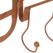 gjenstander Rusten metallkrokskinne, dekorativ høygaffel, hagedekorasjon, 4 kroker, 62 cm