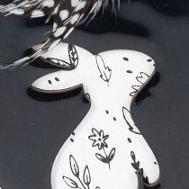 gjenstander Påskeegg i tre til oppheng, hvite og svarte, 10 cm, 6 stk.