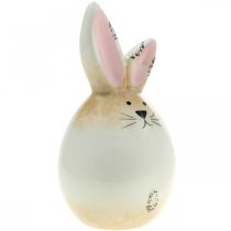 Påskehare keramikk hvit egg dekorativ figur kanin Ø6cm H11,5cm