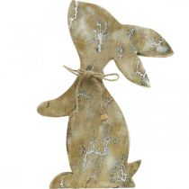 gjenstander Trekanin, vår, påskehare sittende, påskepynt med mønster naturlig, hvitvasket H26cm