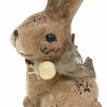 gjenstander Dekorative figurer kaniner med fjær og treperler brun assortert 7cm x 4,9cm H 10cm 2stk